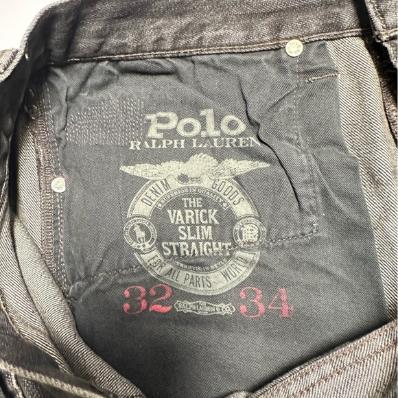 Ralph Lauren Varick Jeans Patch Slim Straight Actual 34X40 embroidery Black - Picture 4 of 15